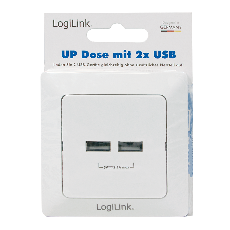 LogiLink :: Produkt Unterputz-Dose mit 2x USB-Port